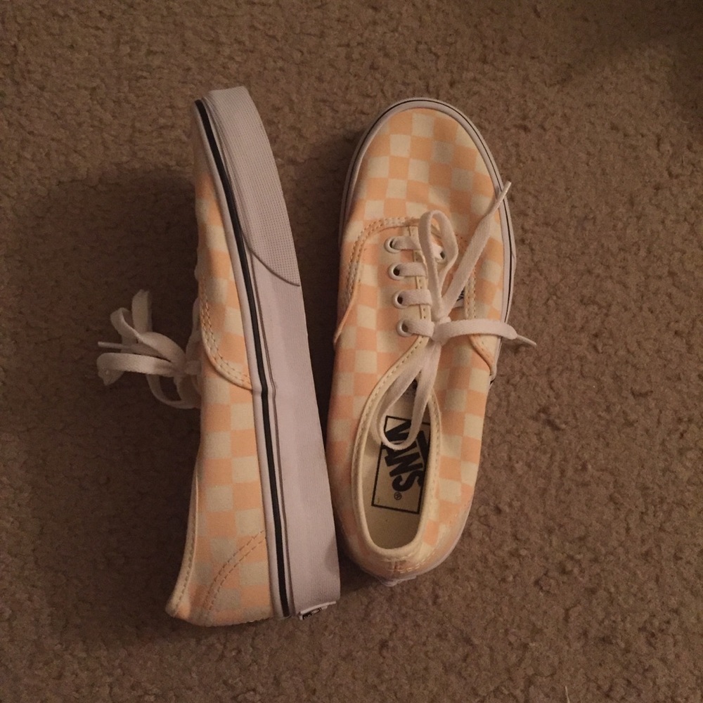 Orange/ Cream checkered vans
